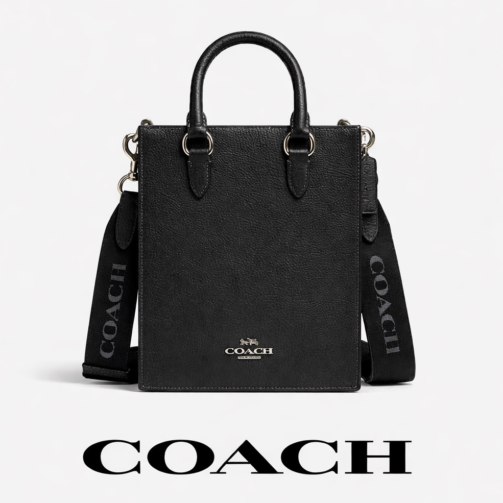 Coach Dylan Black Leather Tote Bag With Crossbody Guitar Strap Nwt Retails: $428